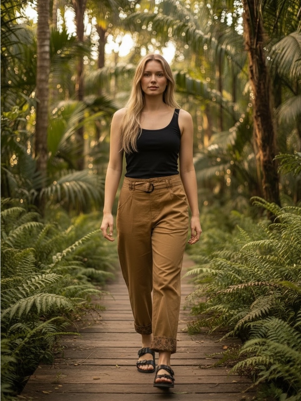 Anthropologie High Waist Pants MTall Cedar Brown Belted NWT Boho ✨
